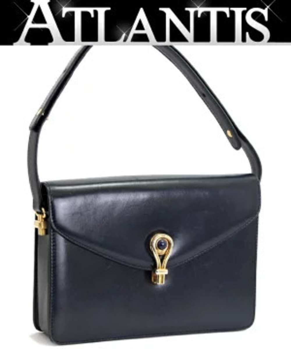 Gucci Tiger Eye Hobo Bag Leather Navy Blue